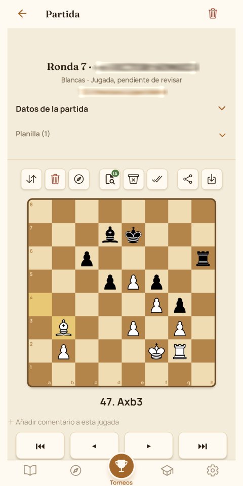 Reviewing a transcribed game, with the board and the moves
